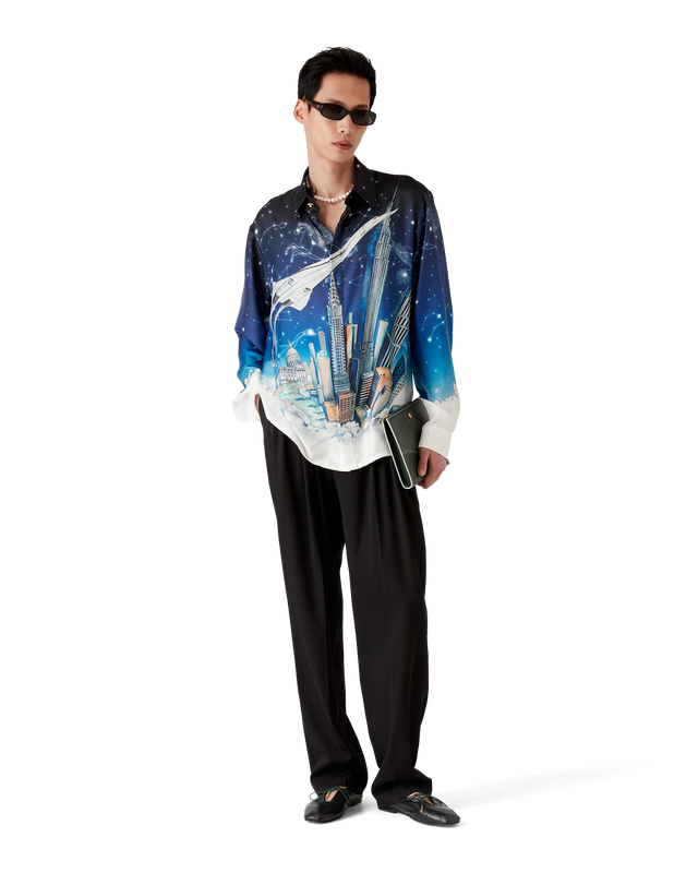 Casablanca Vol De Nuit Long-Sleeve Silk Shirt– Casablanca