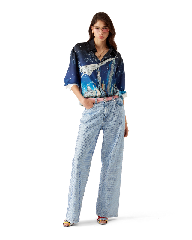 Casablanca Vol De Nuit Long-Sleeve Silk Shirt– Casablanca