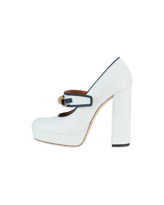 casablanca White Leather Bamboo Pumps | Casablanca Paris