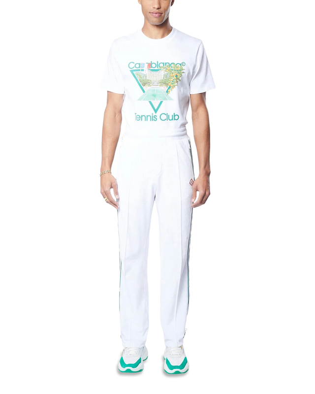 Casablanca White Modal Velour Laurel Taped Tracksuit Bottoms | Casablanca Paris