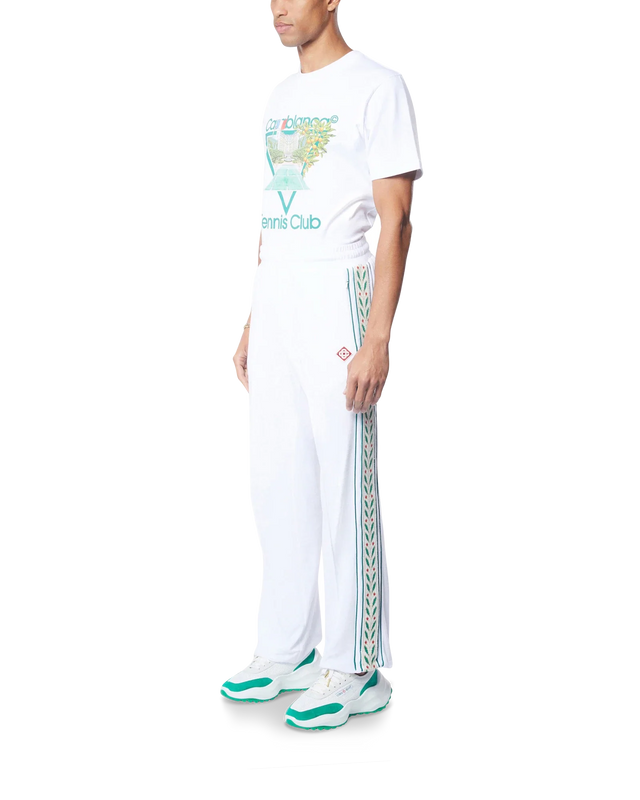 Casablanca White Modal Velour Laurel Taped Tracksuit Bottoms | Casablanca Paris