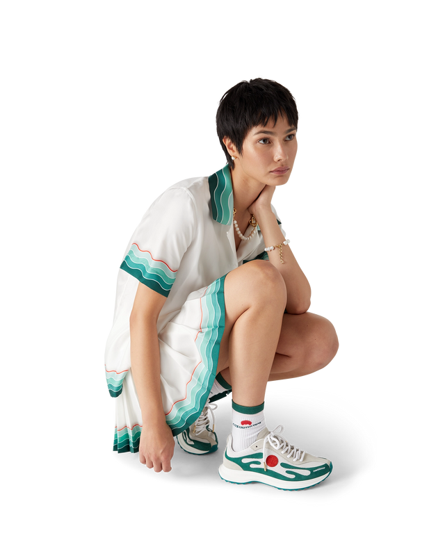 Casablanca Women's White & Green Stade Sneaker | Casablanca Paris