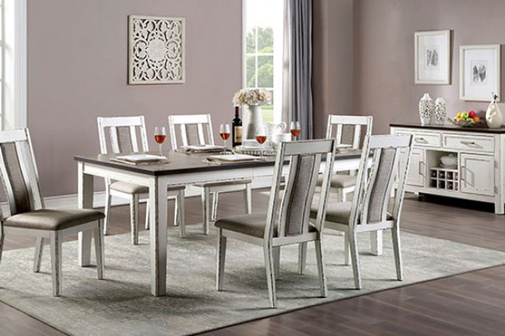casamia AM3142 - 7Pc Dining Set - Weathered White | Casamia Furniture