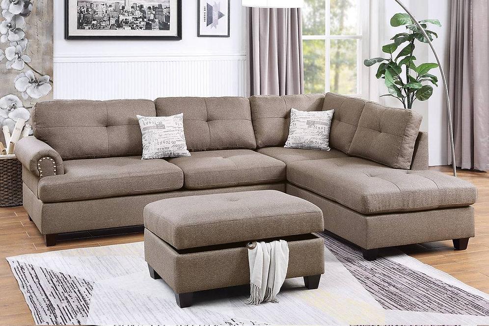 casamia DX6416 -Reversible Sectional - Mocha Dorris Fabric | Casamia Furniture