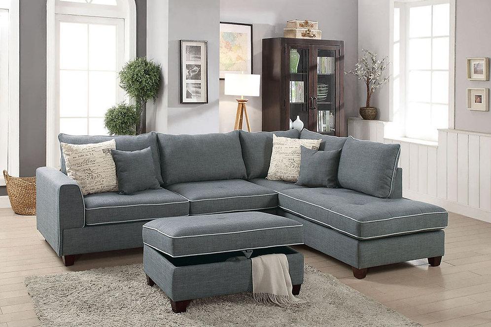 casamia DX6542 - Reversible Sectional - Steel Dorris Fabric | Casamia Furniture