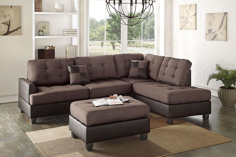 casamia DX6857 - Reversible Sectional - Chocolate Polyfiber | Casamia Furniture