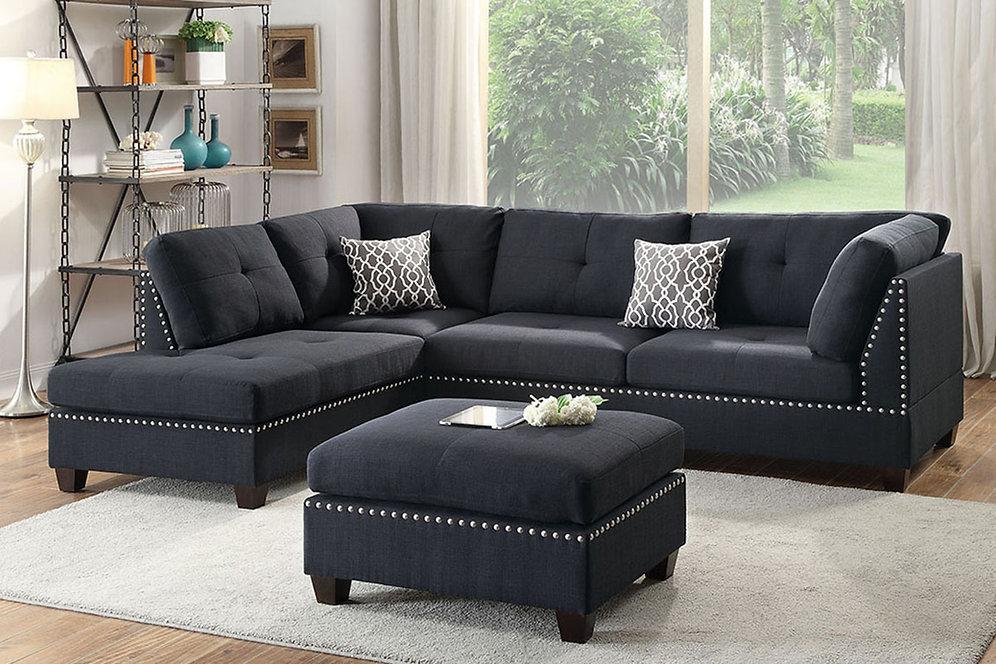 casamia DX6974 - Reversible Sectional - Black Polyfiber | Casamia Furniture