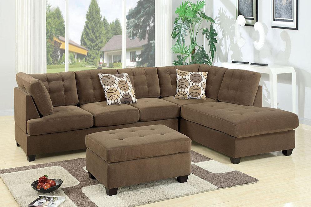 casamia DX7140 - Reversible Sectional - Truffle Waffle Suede | Casamia Furniture