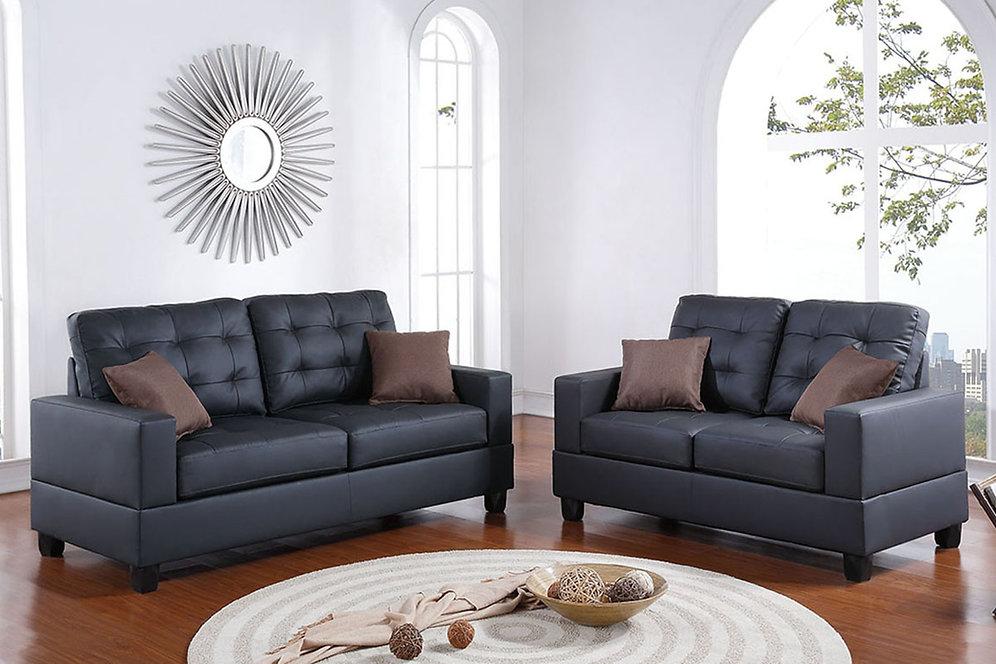 casamia PX7855 - SOFA AND LOVESEAT - BLACK PU | Casamia Furniture