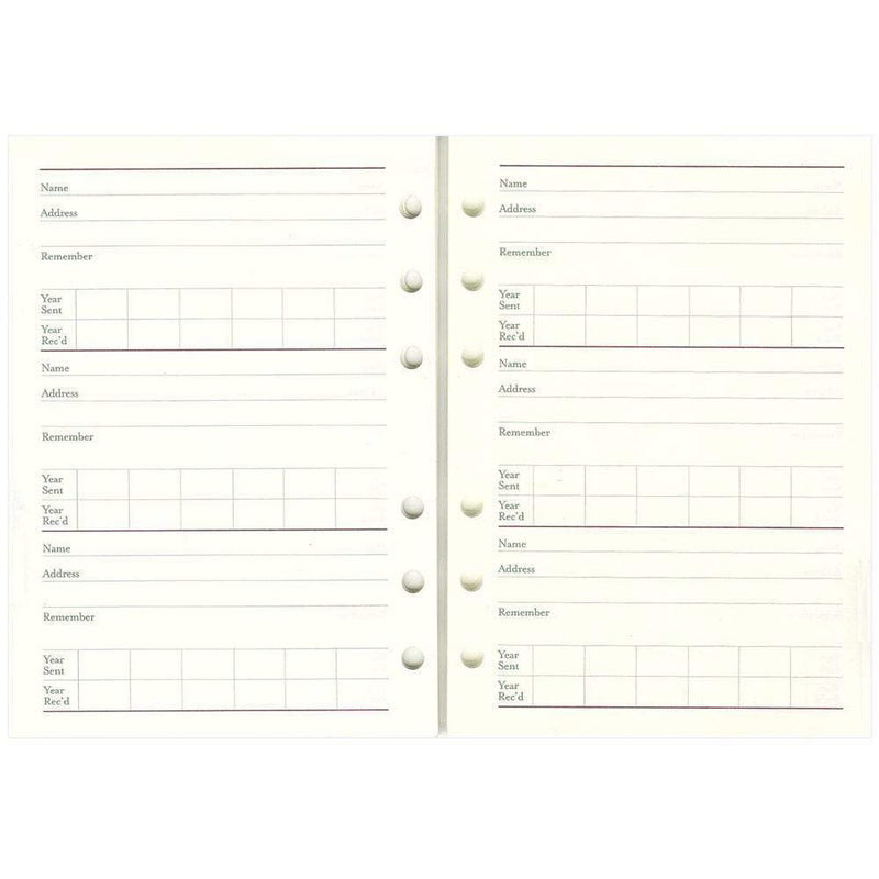 caspari 4" x 6" Christmas Card Address Book Tabless Paper Refill - 1 Each