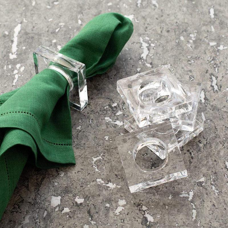 Caspari Acrylic Napkin Rings In Crystal Clear - Set Of 4 Napkin Rings