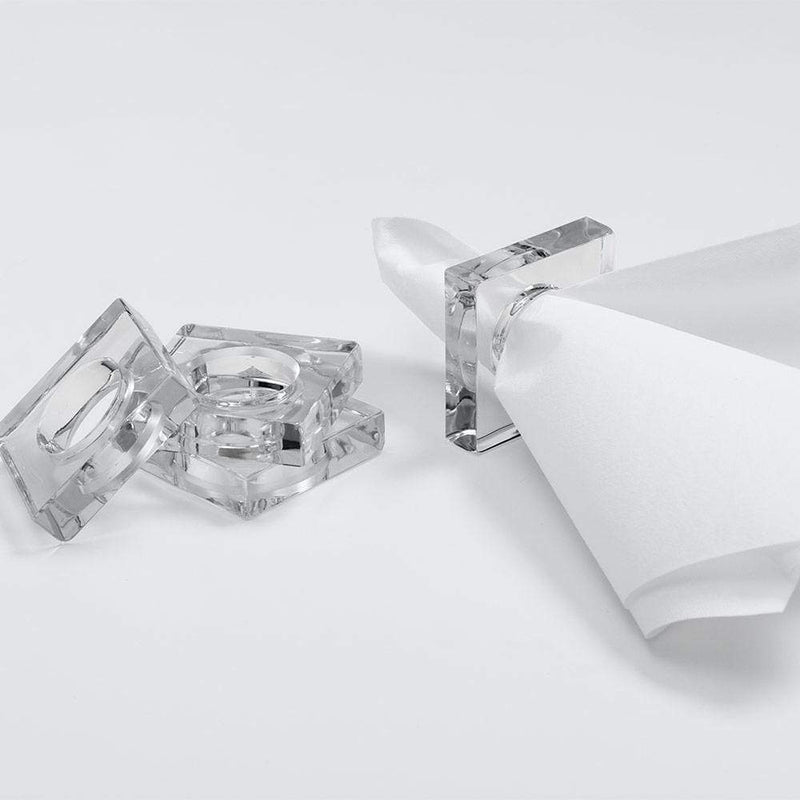 Caspari Acrylic Napkin Rings In Crystal Clear - Set Of 4 Napkin Rings