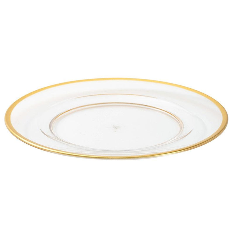 Caspari Acrylic Plate Charger In Clear With Gold Rim - 1 Each