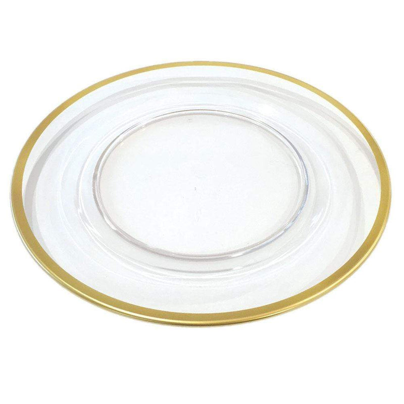 Caspari Acrylic Plate Charger In Clear With Gold Rim - 1 Each