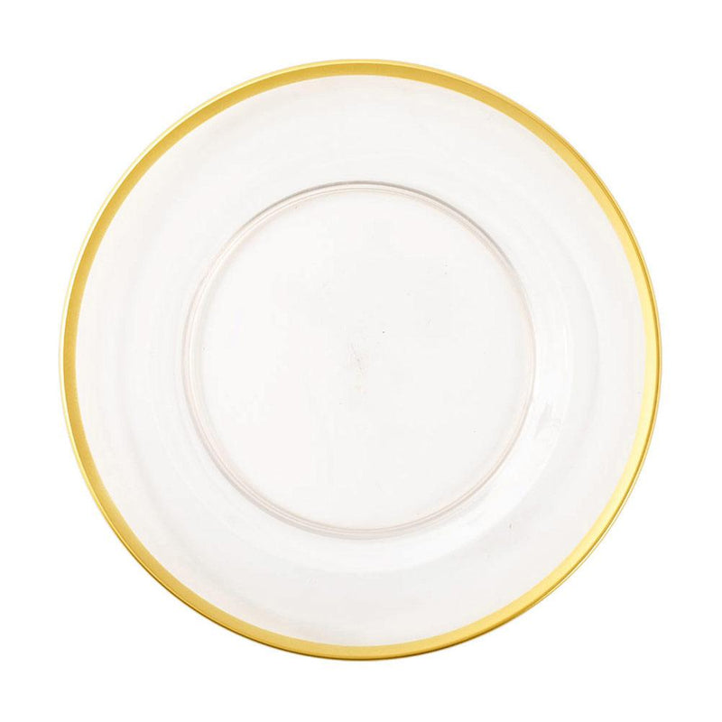 caspari Acrylic Plate Charger in Clear with Gold Rim - 4 Each