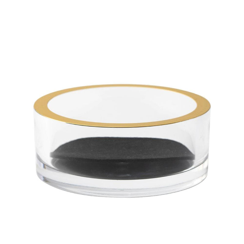 Caspari Acrylic Wine Bottle Coaster In Clear With Gold Rim - 1 Each