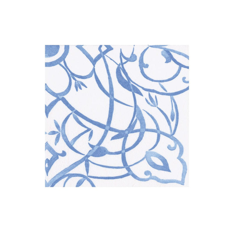 caspari Algarve Ceramic Blue Paper Linen Boxed Cocktail Napkins - 30 Per Package