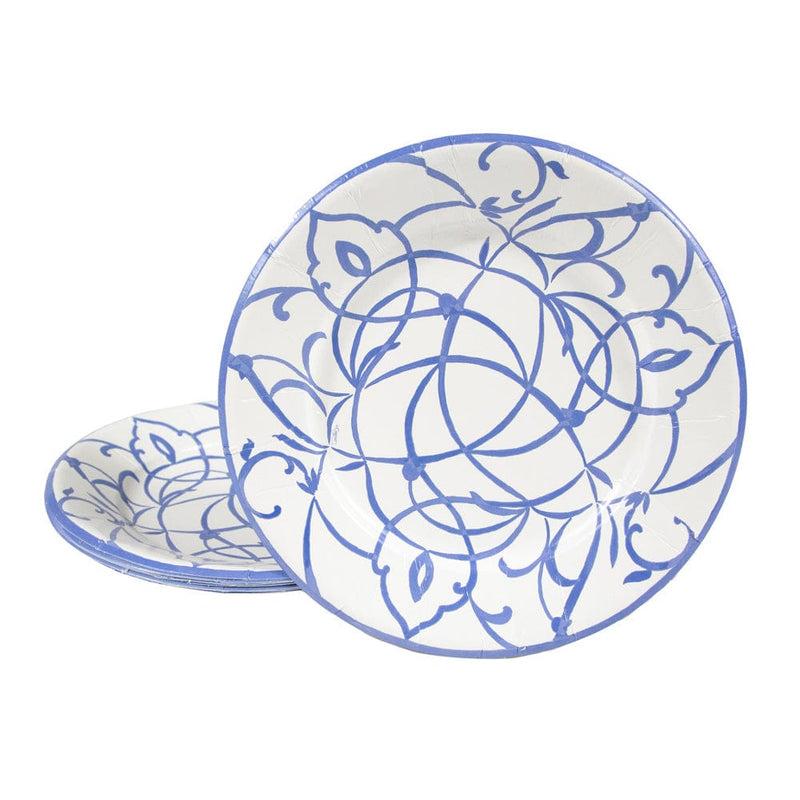 Caspari Algarve Ceramic Blue Salad & Dessert Plates - 8 Per Package