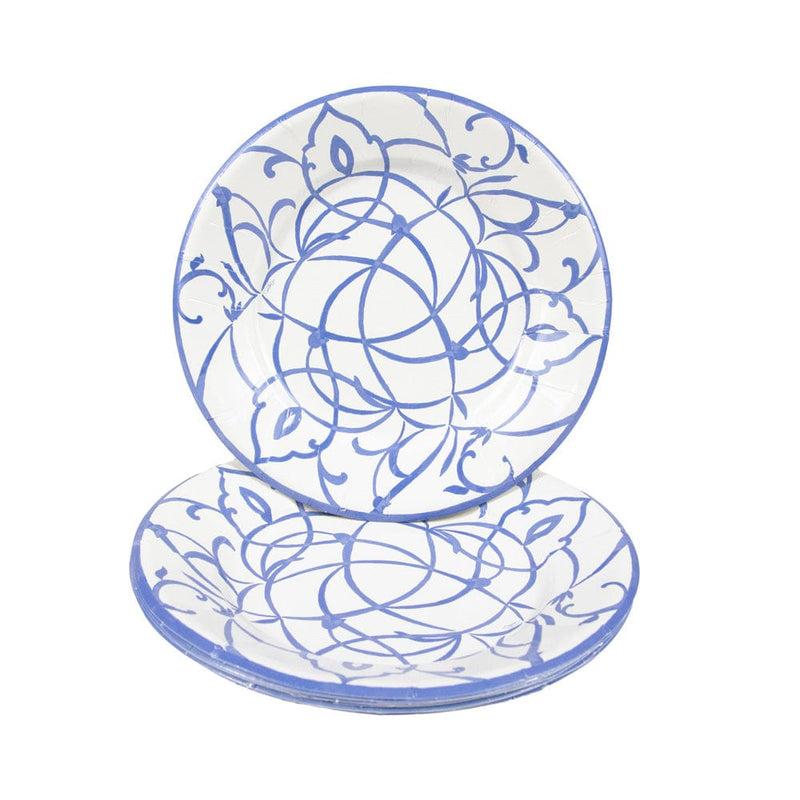 Caspari Algarve Ceramic Blue Salad & Dessert Plates - 8 Per Package