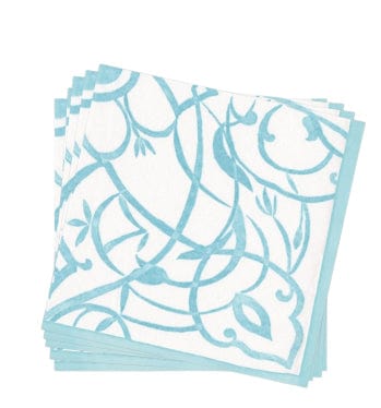 Caspari Algarve Paper Linen Dinner Napkins In Aqua - 12 Per Package