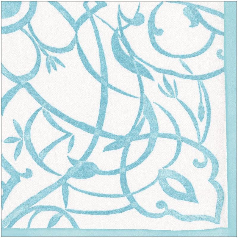 caspari Algarve Paper Linen Dinner Napkins in Aqua - 12 Per Package