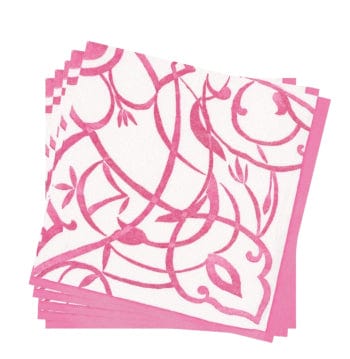 Caspari Algarve Paper Linen Dinner Napkins In Fuchsia - 12 Per Package