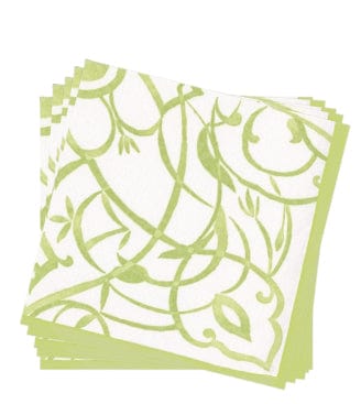 Caspari Algarve Paper Linen Dinner Napkins In Moss - 12 Per Package