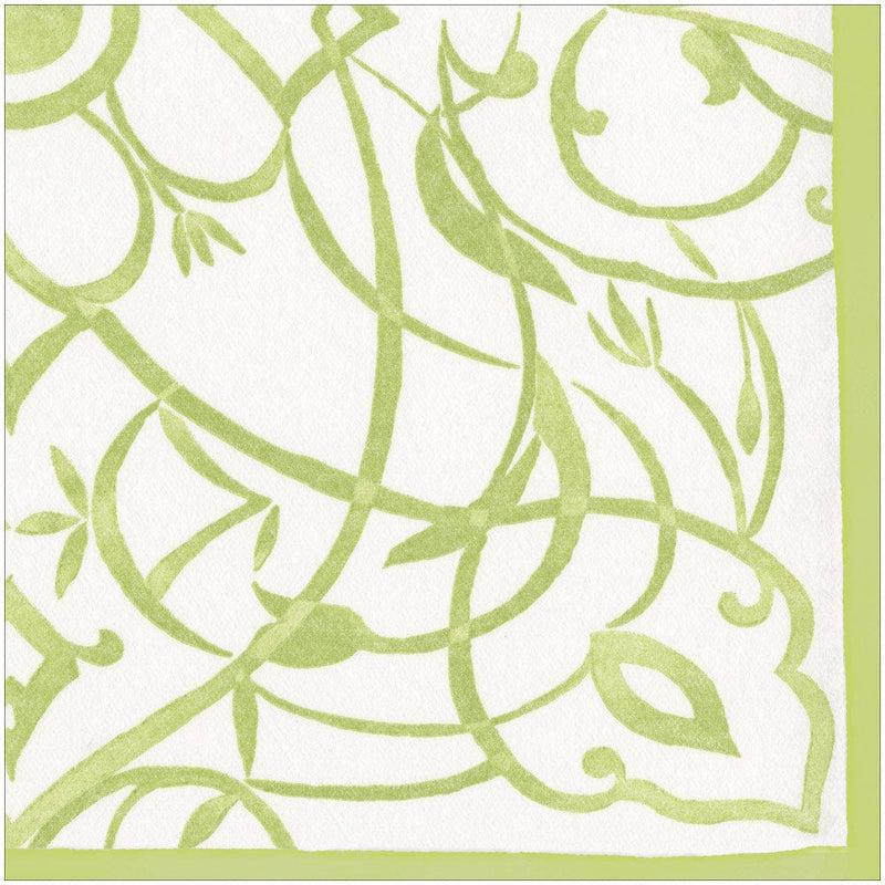 caspari Algarve Paper Linen Dinner Napkins in Moss - 12 Per Package