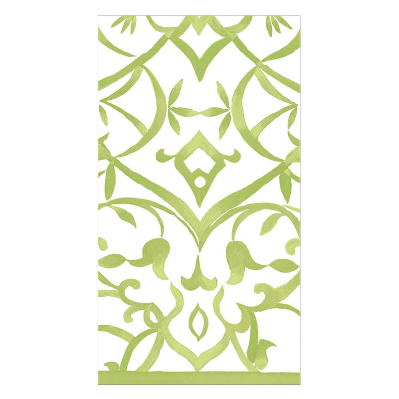 caspari Algarve Paper Linen Guest Towel Napkins in Moss - 12 Per Package