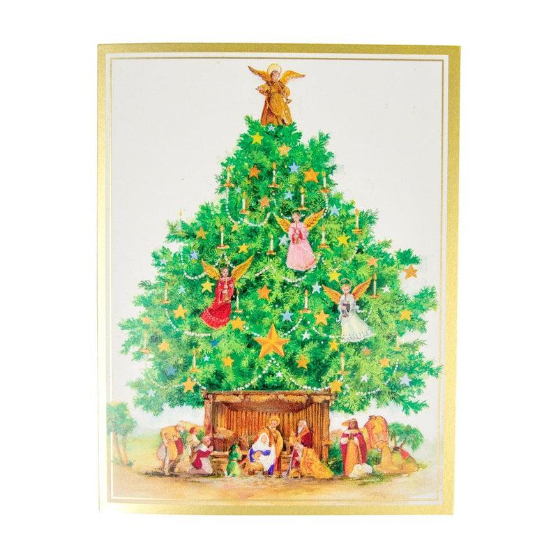 caspari Angel Tree With Creche Personalized Christmas Cards