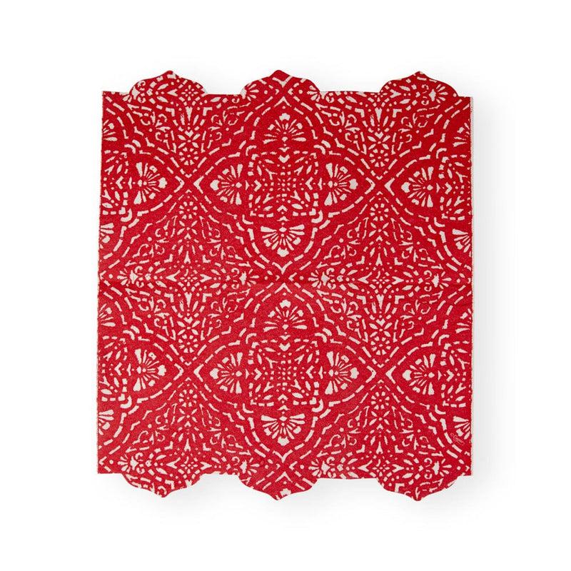 Caspari Annika Die-Cut Paper Linen Guest Towel Napkins In Red - 12 Per Package
