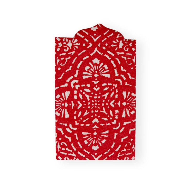 Caspari Annika Die-Cut Paper Linen Guest Towel Napkins In Red - 12 Per Package