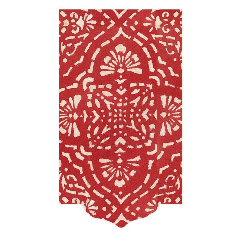 caspari Annika Die-Cut Paper Linen Guest Towel Napkins in Red - 12 Per Package