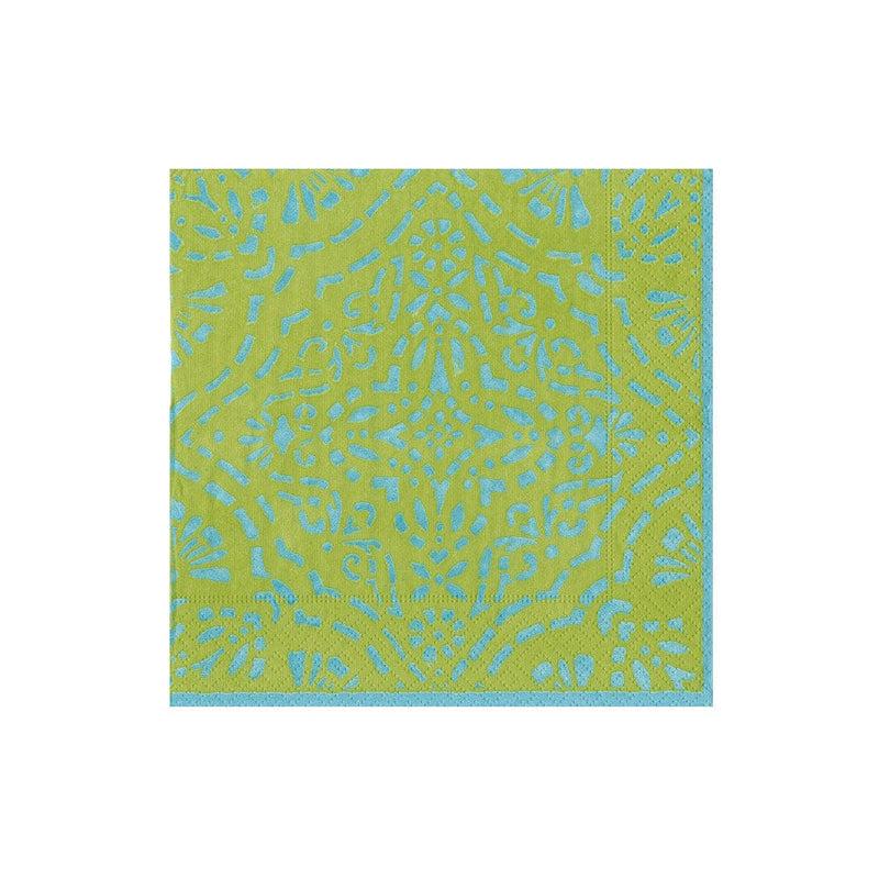 caspari Annika Paper Cocktail Napkins in Green - 20 Per Package