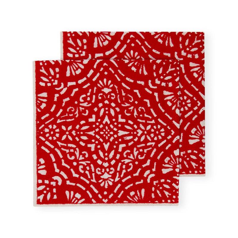 Caspari Annika Paper Cocktail Napkins In Red - 20 Per Package