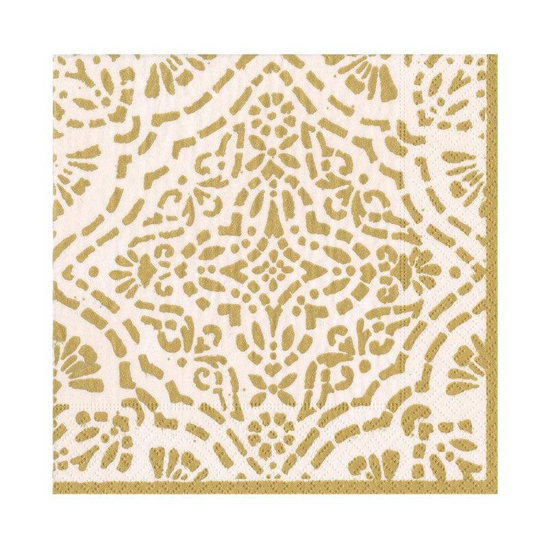 caspari Annika Paper Luncheon Napkins in Ivory & Gold - 20 Per Package
