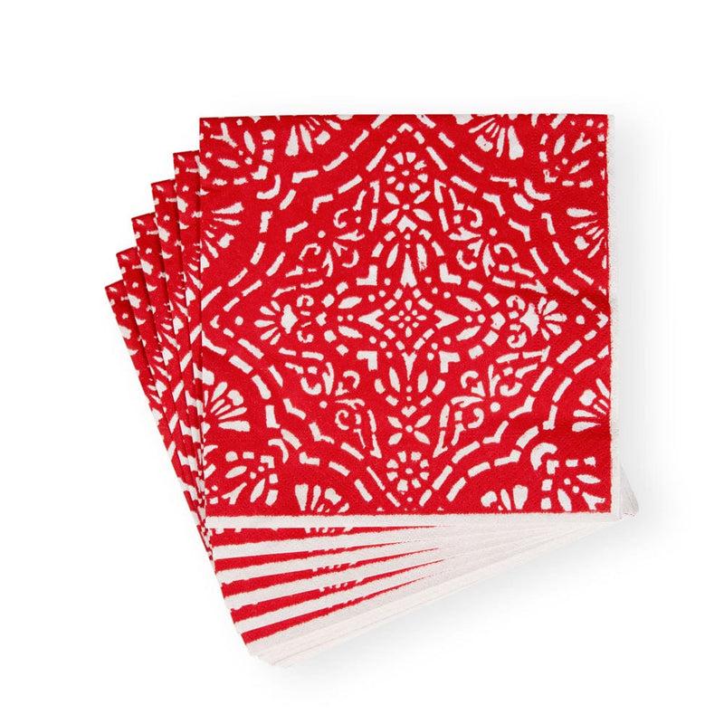 Caspari Annika Paper Luncheon Napkins In Red - 20 Per Package
