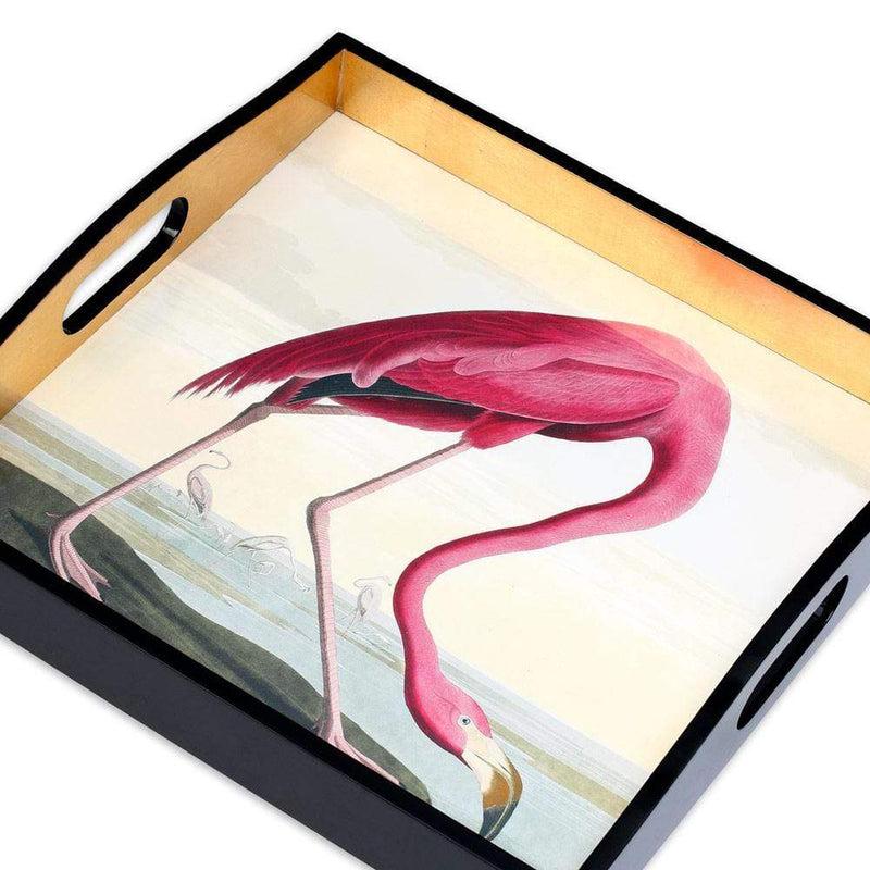 Caspari Audubon Birds Flamingo Lacquer Square Tray - 1 Each