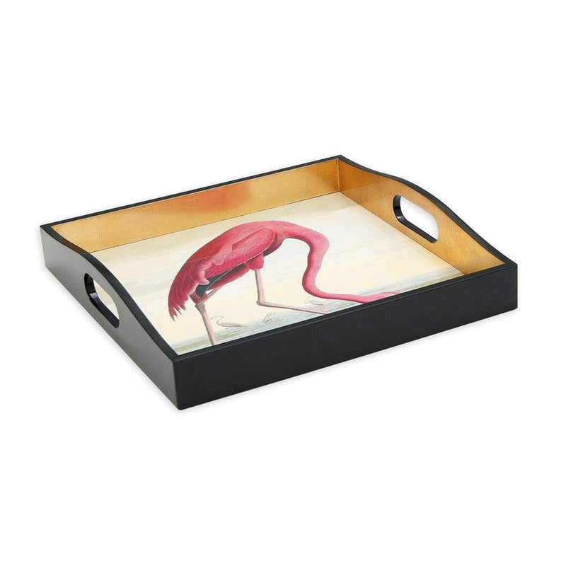 caspari Audubon Birds Flamingo Lacquer Square Tray - 1 Each