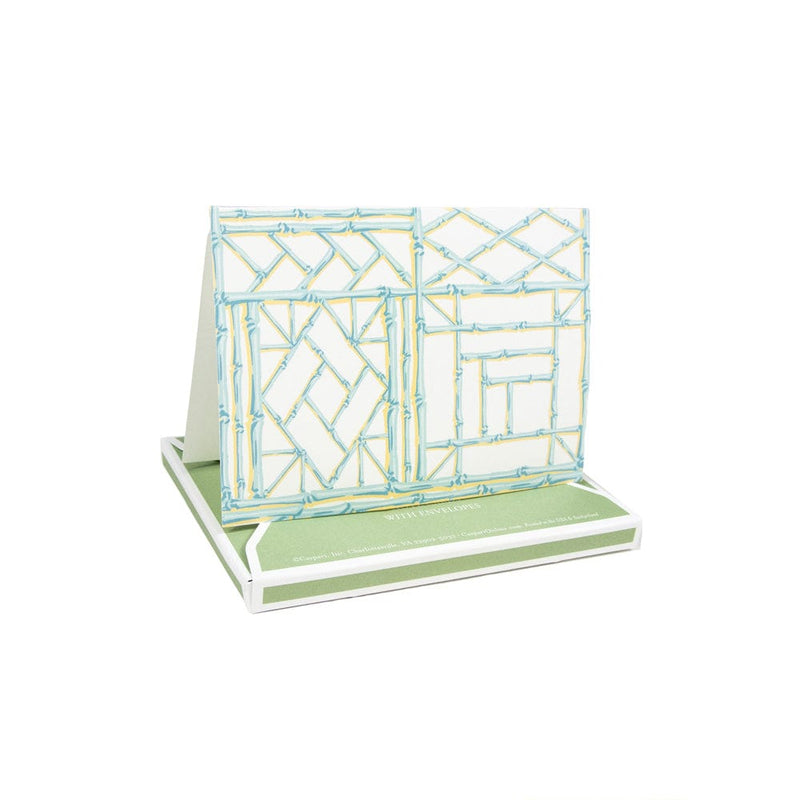 Caspari Bamboo Screen Boxed Note Cards - 8 Cards And 8 Envelopes Per Package