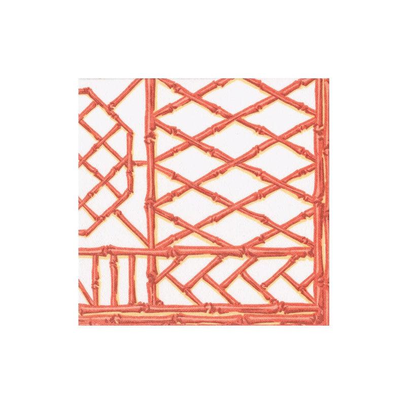 caspari Bamboo Screen Coral Paper Linen Boxed Cocktail Napkins - 30 Per Package