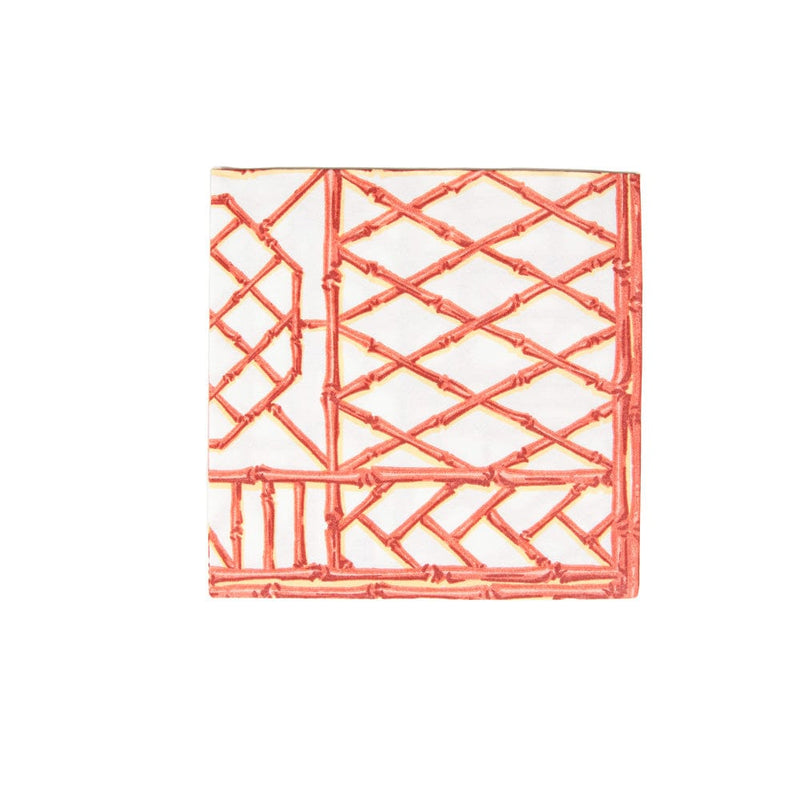 Caspari Bamboo Screen Coral Paper Linen Dinner Napkins - 12 Per Package