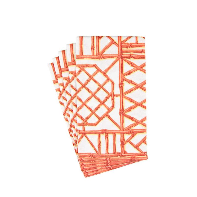 Caspari Bamboo Screen Coral Paper Linen Guest Towel Napkins - 12 Per Package