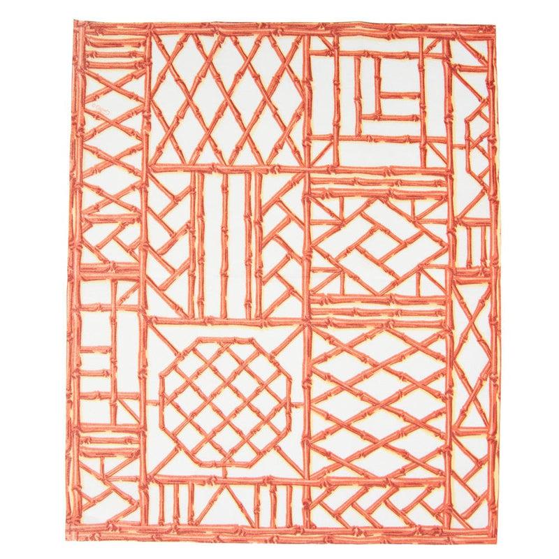 Caspari Bamboo Screen Coral Paper Linen Guest Towel Napkins - 12 Per Package