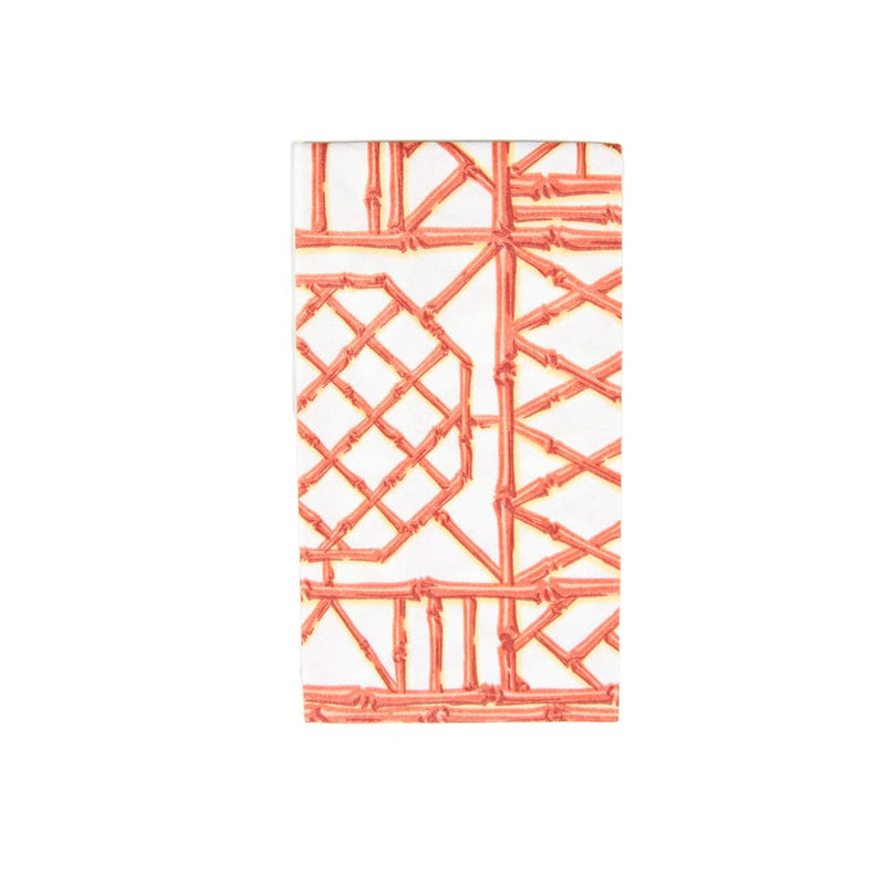 caspari Bamboo Screen Coral Paper Linen Guest Towel Napkins - 12 Per Package