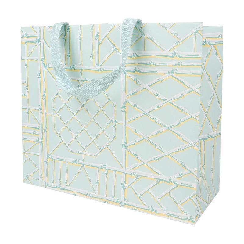 Caspari Bamboo Screen In Robin's Egg Large Gift Bags - One Gift Bag Included