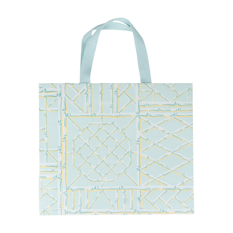 Caspari Bamboo Screen In Robin's Egg Large Gift Bags - One Gift Bag Included