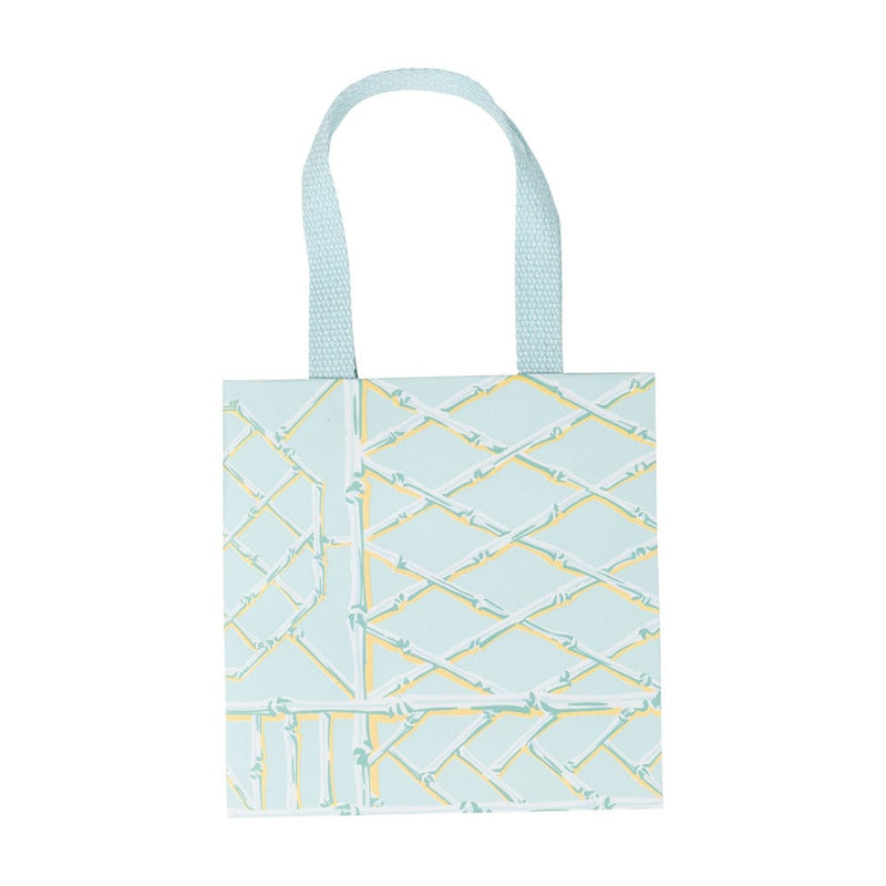 Caspari Bamboo Screen In Robin's Egg Small Square Gift Bags - One Gift Bag Included