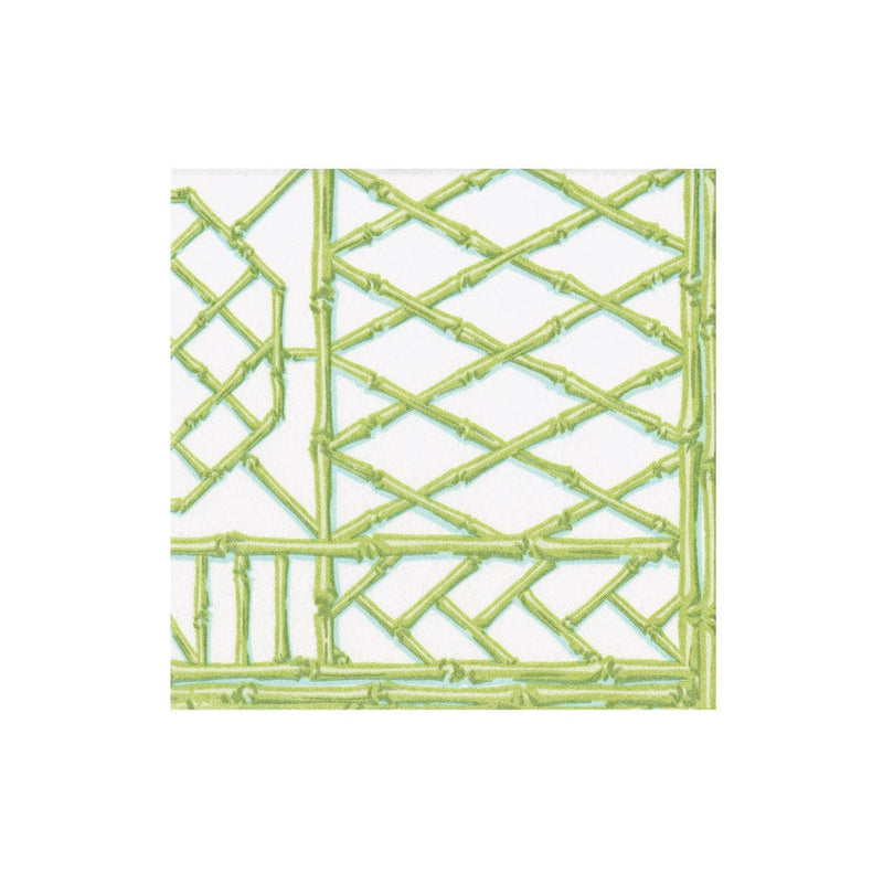 caspari Bamboo Screen Moss Green Paper Linen Boxed Cocktail Napkins - 30 Per Package