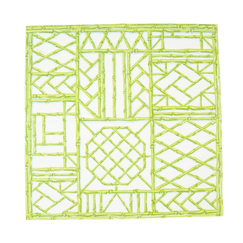 Caspari Bamboo Screen Moss Green Paper Linen Cocktail Napkins - 15 Per Package